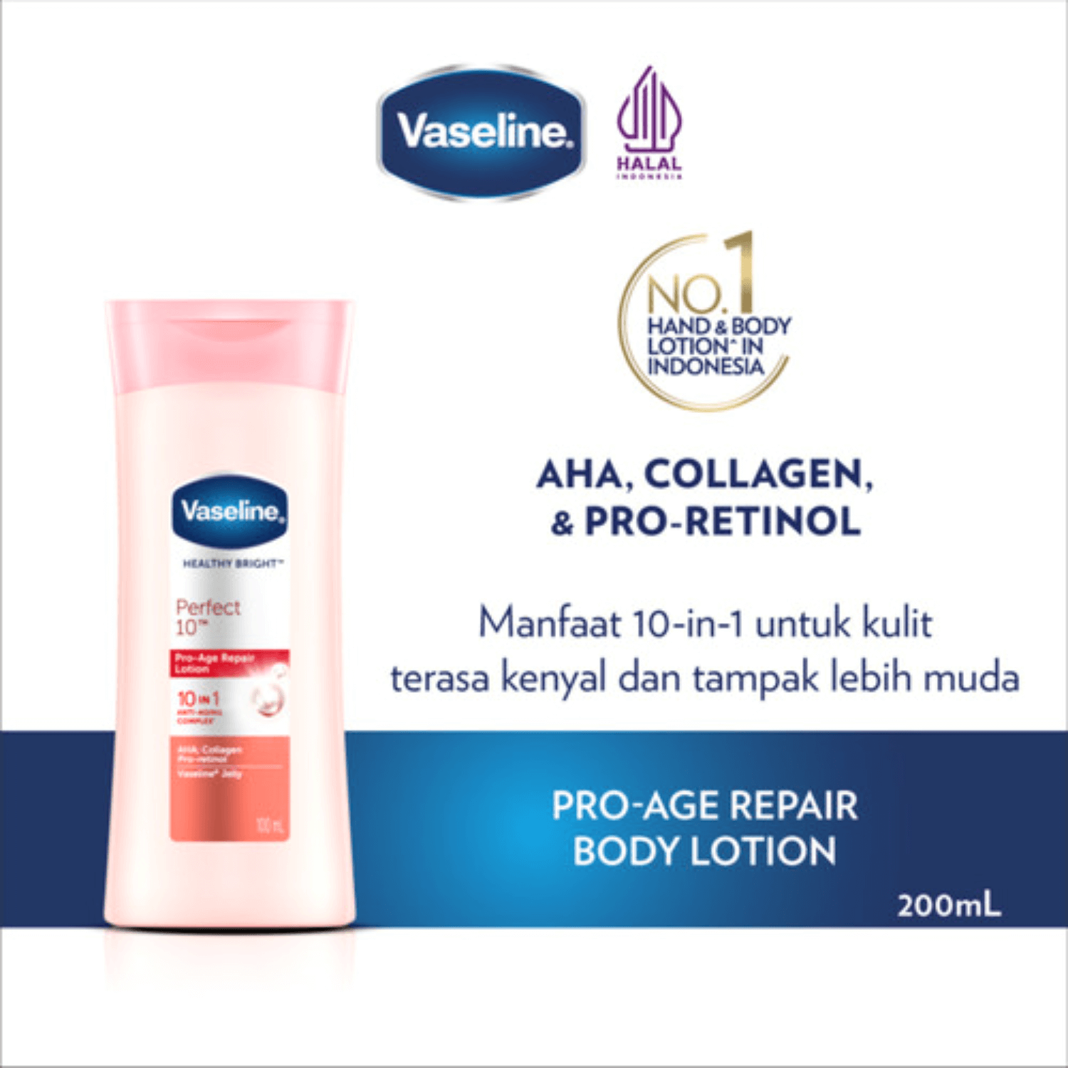 Vaseline Body Lotion Perfect 10, 200ml, INDONESIA - ImportedWares